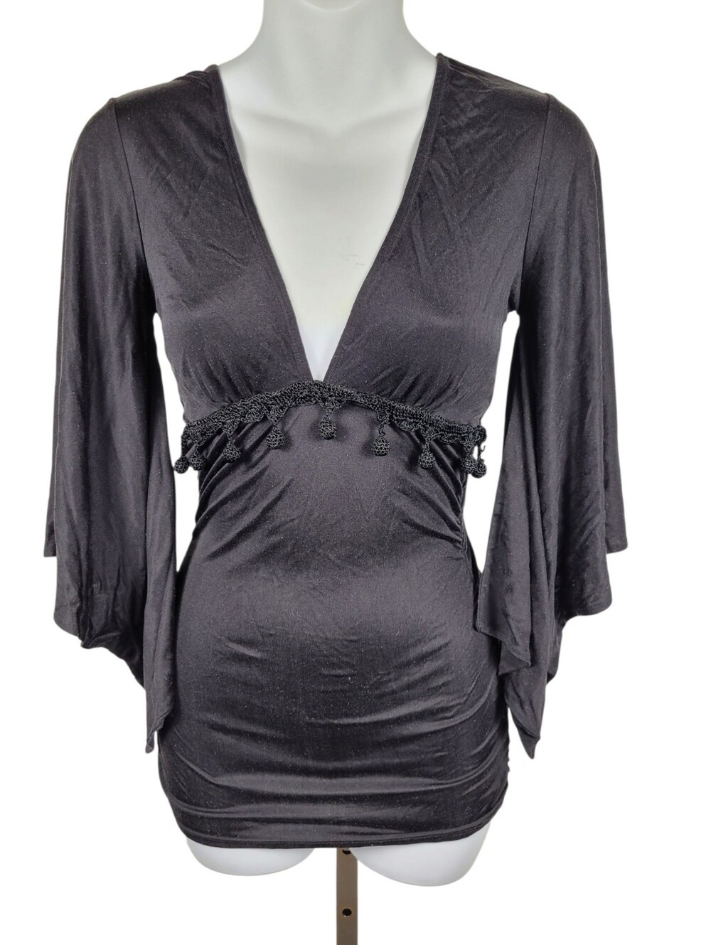 2/$20 Y2K Marciano Black V-Neck Empire Waist Top Blouse Size: XS